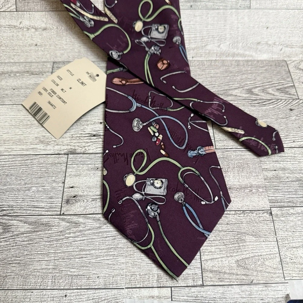 NEW Silk Vintage Nicole Miller‎ 1998 Doctor Medical Healthcare Medicine Neck Tie